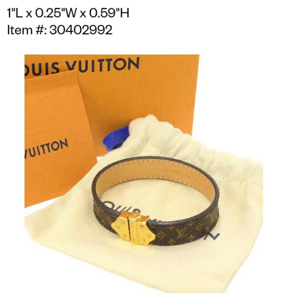 - RARE! Louis Vuttion Vachette Leather Bracelet Cuff in Louis V box - Picture 12 of 13